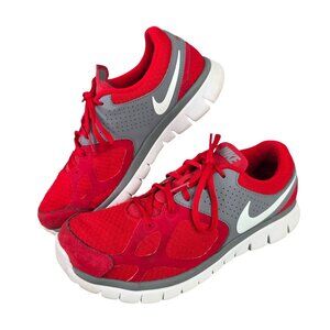 Mens Nike Flex 2012 Red & Gray Running Shoes Lightweight Mesh Size 10